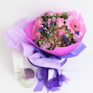 large posy, chocolate, candle, body product