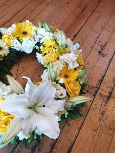 Close up Yellow and white Wreath