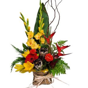 Exotic Flower Arrangement in a Kete.