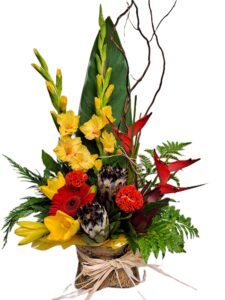 Exotic Flower Arrangement in a kete,