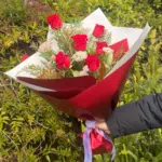 Half A Dozen Red Roses Floral Bouquet