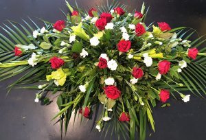 Red White and Green Casket Spray