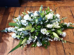 Small Size White Casket Spray