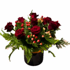 Red Roses in a Keepsake Container