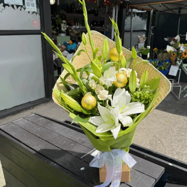 Green & White Christmas Floral Bouquet - Image 2