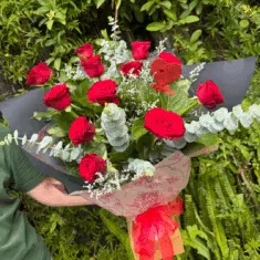 One Dozen Red Roses Floral Bouquet