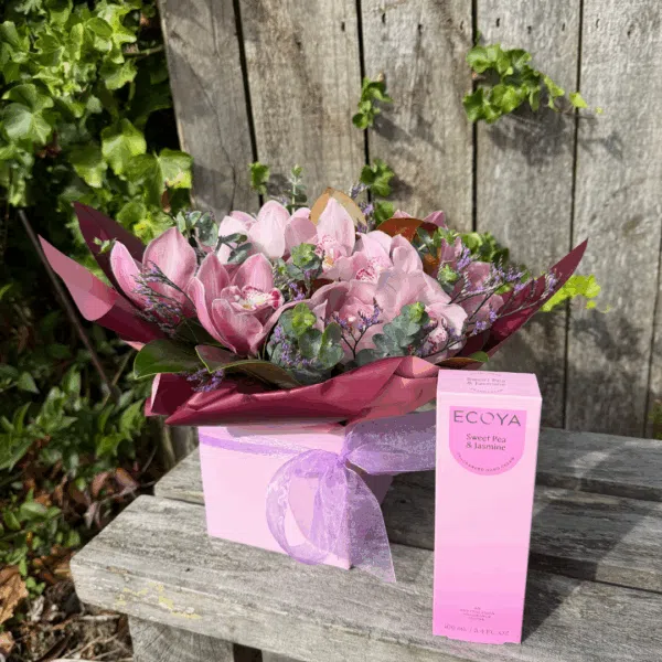 2 Gift Box Orchids Floral Arrangement - Image 1