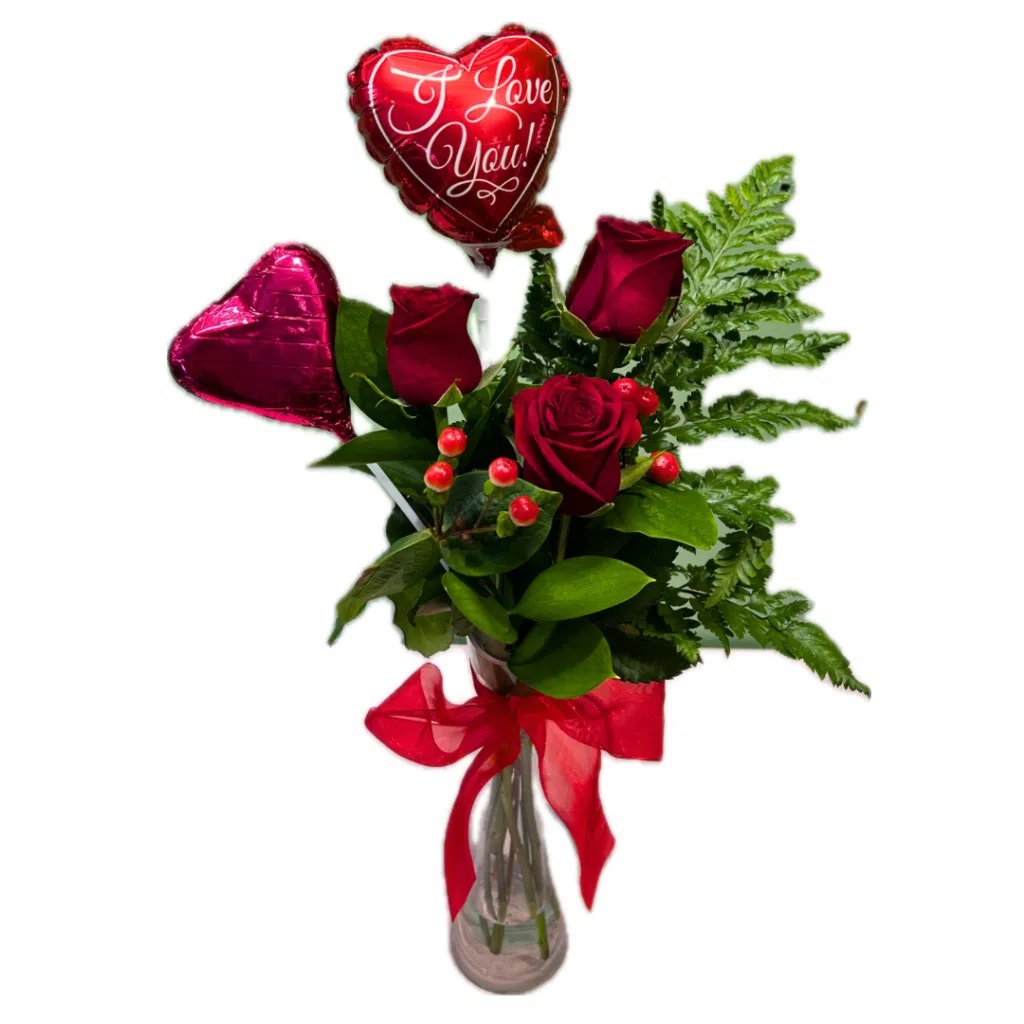 Red Rose In Bud Vase