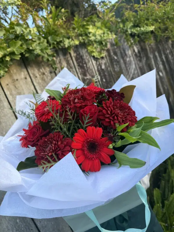 Burgundy Red Posy Of Flowers - Image 2
