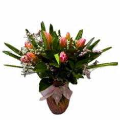 Pinky Tulips Vase Bouquet