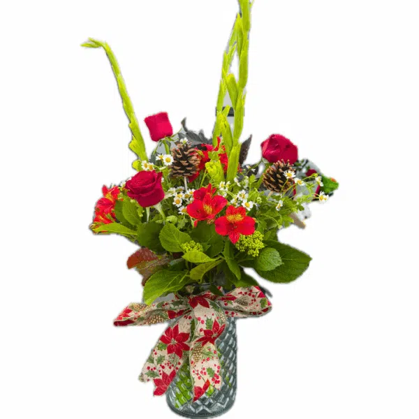 insta fascebook website post size Red & Green Christmas Floral Bouquet - Image 1