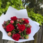 Peonies And Red Roses Floral Bouquet